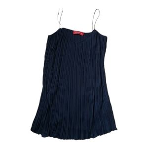 Akira Chicago Navy Blue Pleated Chiffon Cami Dress Size S